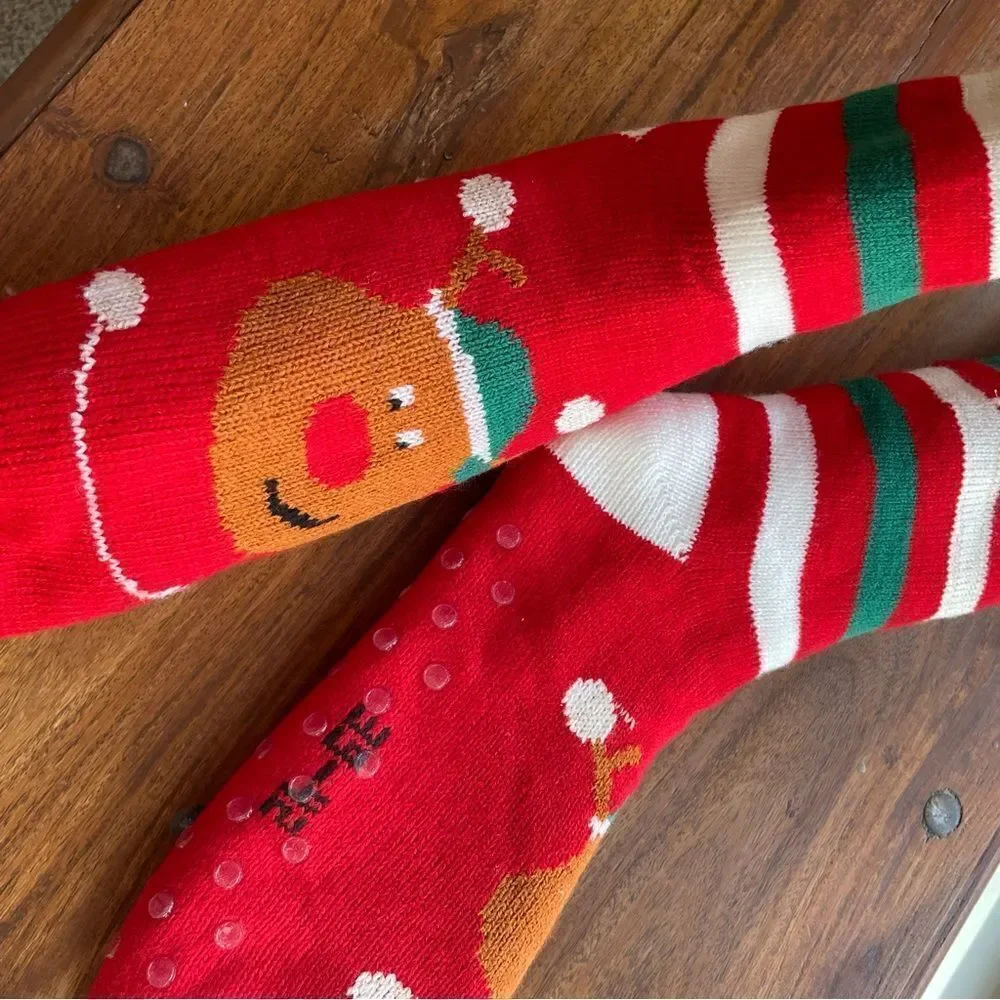 Women’s Fleece Lined Fuzzy Christmas Gripper Socks NWOT